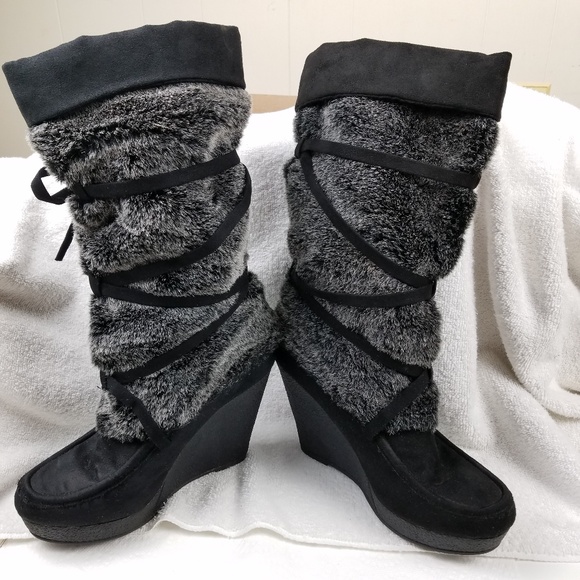 decree boots Heel   Fur High Decree Poshmark Wedge Boots Faux  Shoes